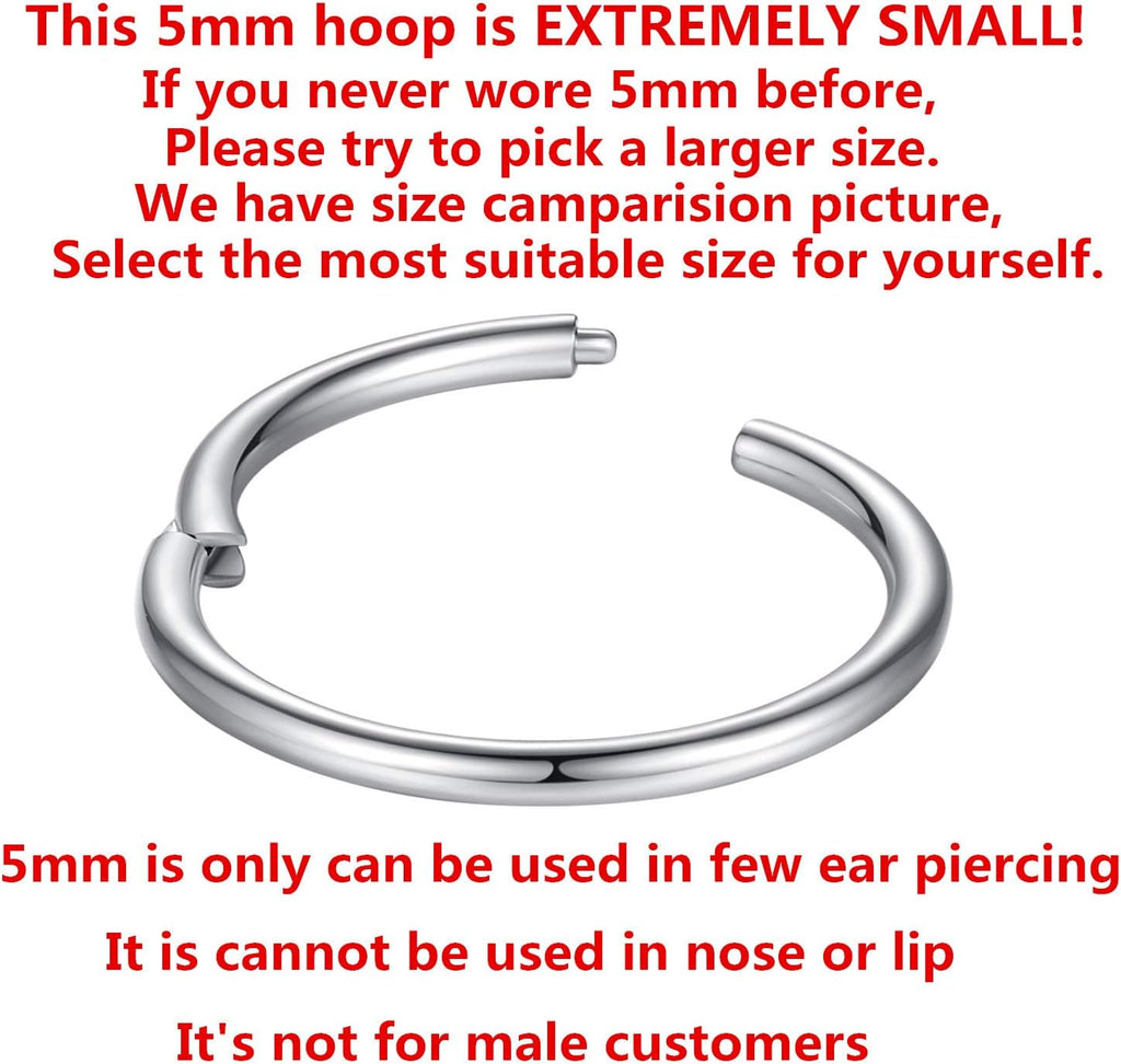 ORANGELOVE Hypoallergenic Nose Rings 20G 18G 16G 14G 12G 10G 8G 316l Surgical Steel Septum Jewelry Hinged Segment Ring Body Piercing Nose Hoop Lip Rings Nose Helix Cartilage Rook Earrings