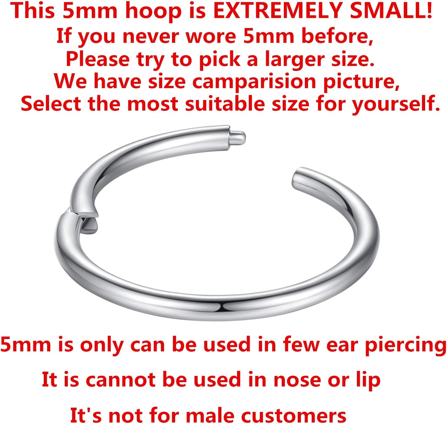 ORANGELOVE Hypoallergenic Nose Rings 20G 18G 16G 14G 12G 10G 8G 316l Surgical Steel Septum Jewelry Hinged Segment Ring Body Piercing Nose Hoop Lip Rings Nose Helix Cartilage Rook Earrings