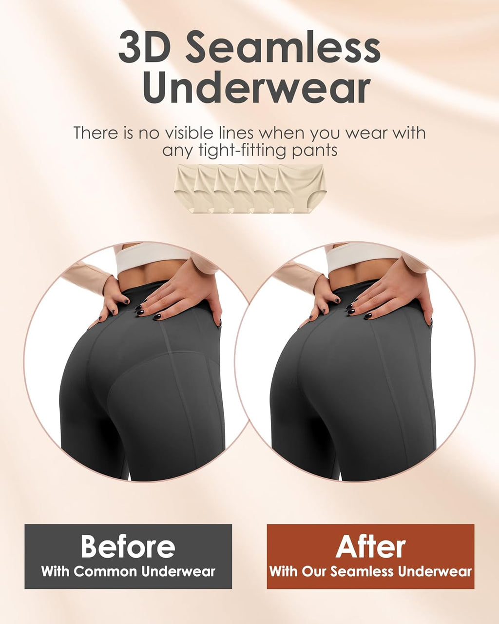 Kalapa Womens Underwear Seamless Full Coverage Breathable Briefs No Show Silky Stretch High Waisted Ladies Panties 6 Pack