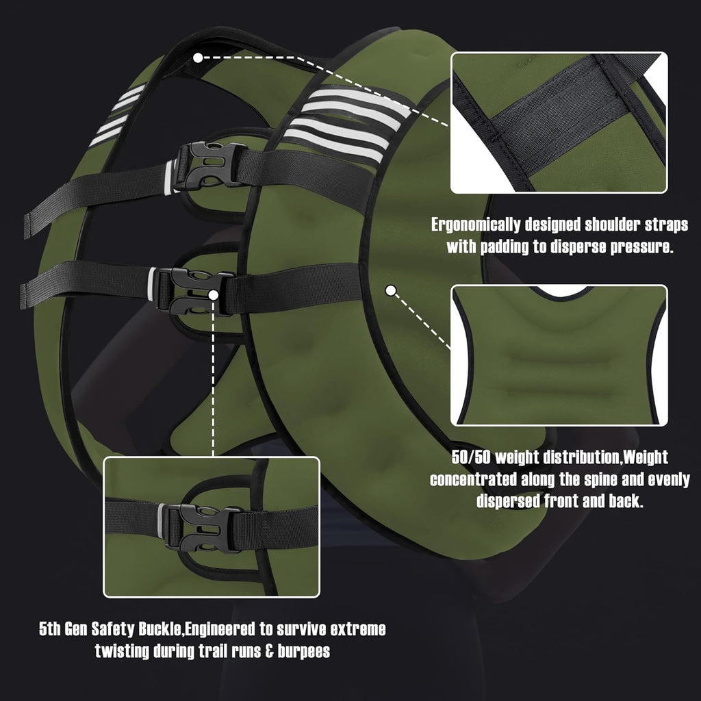Weighted Vest Men or Women - 5/10/15/20/25/30lbs Weights with Reflective Stripe, Weighted Vest for Workout Equipment for Strength Training Running - Walking Weight Loss