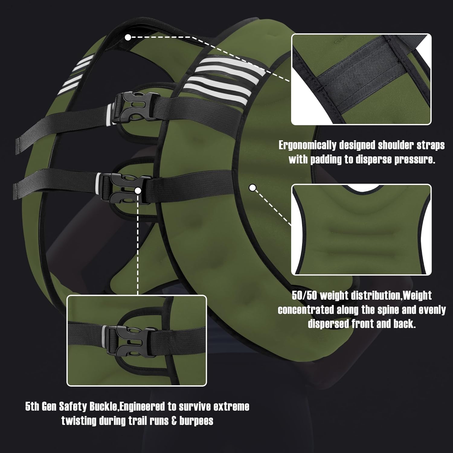 Weighted Vest Men or Women - 5/10/15/20/25/30lbs Weights with Reflective Stripe, Weighted Vest for Workout Equipment for Strength Training Running - Walking Weight Loss