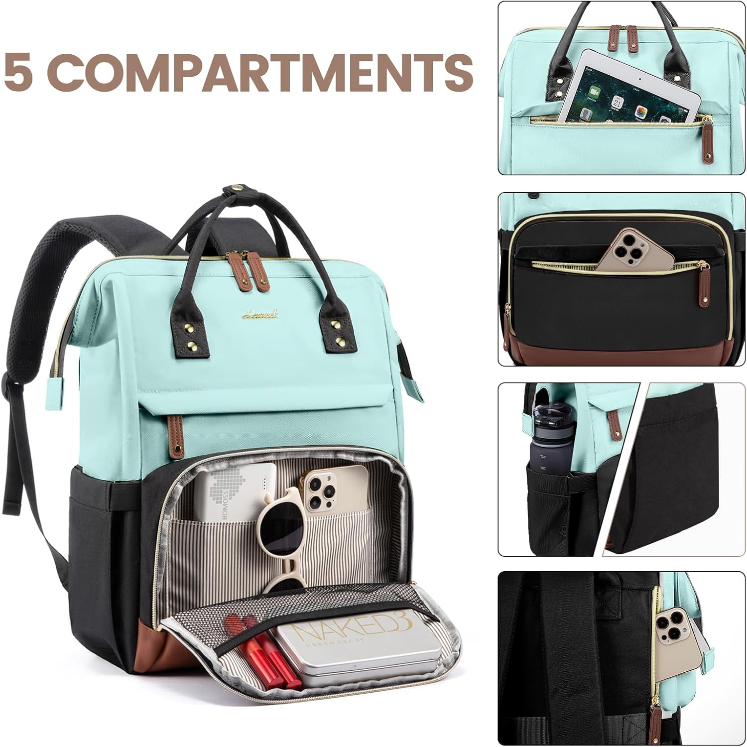 LOVEVOOK Laptop Backpack for Women, 15.6 Inch Work Business Backpacks Purse With Large Capacity, Waterproof Nurse Bag College Bookbag for School, Waterproof Casual Daypack for Travel