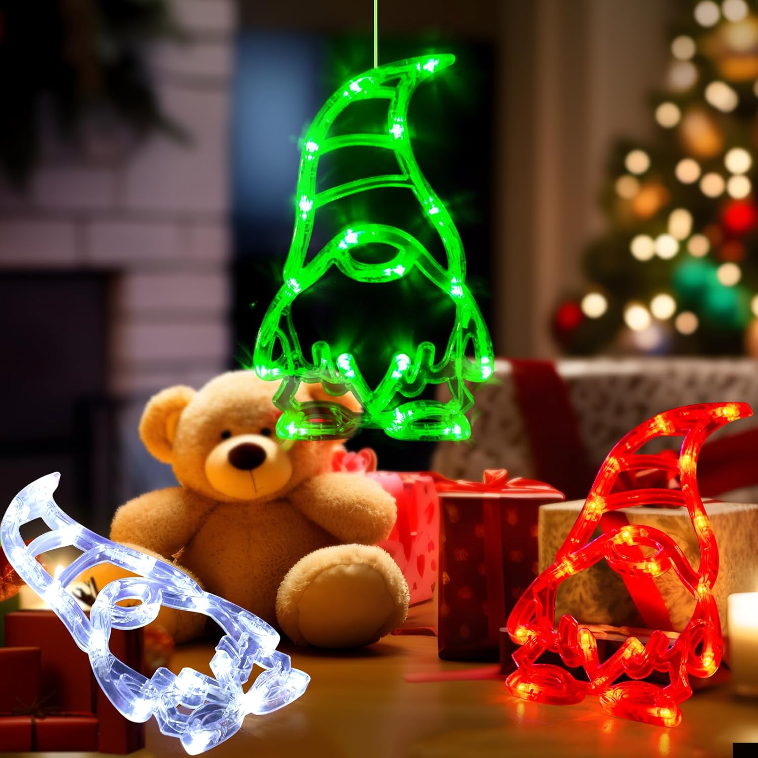 LOLStar Halloween Lights Decorations 2025 3-Pack Orange Pumpkin White Ghost Purple Bat Window Lights with Suction Cups, Battery Operated Halloween LED Lights Window Decor Slow Fade Mode and Timer