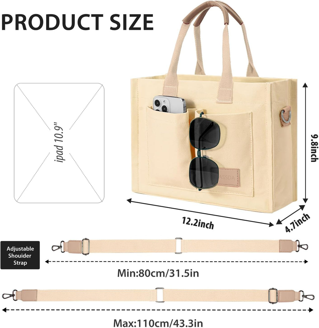 Tote Bags for Women Canvas Tote Purse Crossbody with Pockets Top Handle Shoulder Satchel Bag for Women