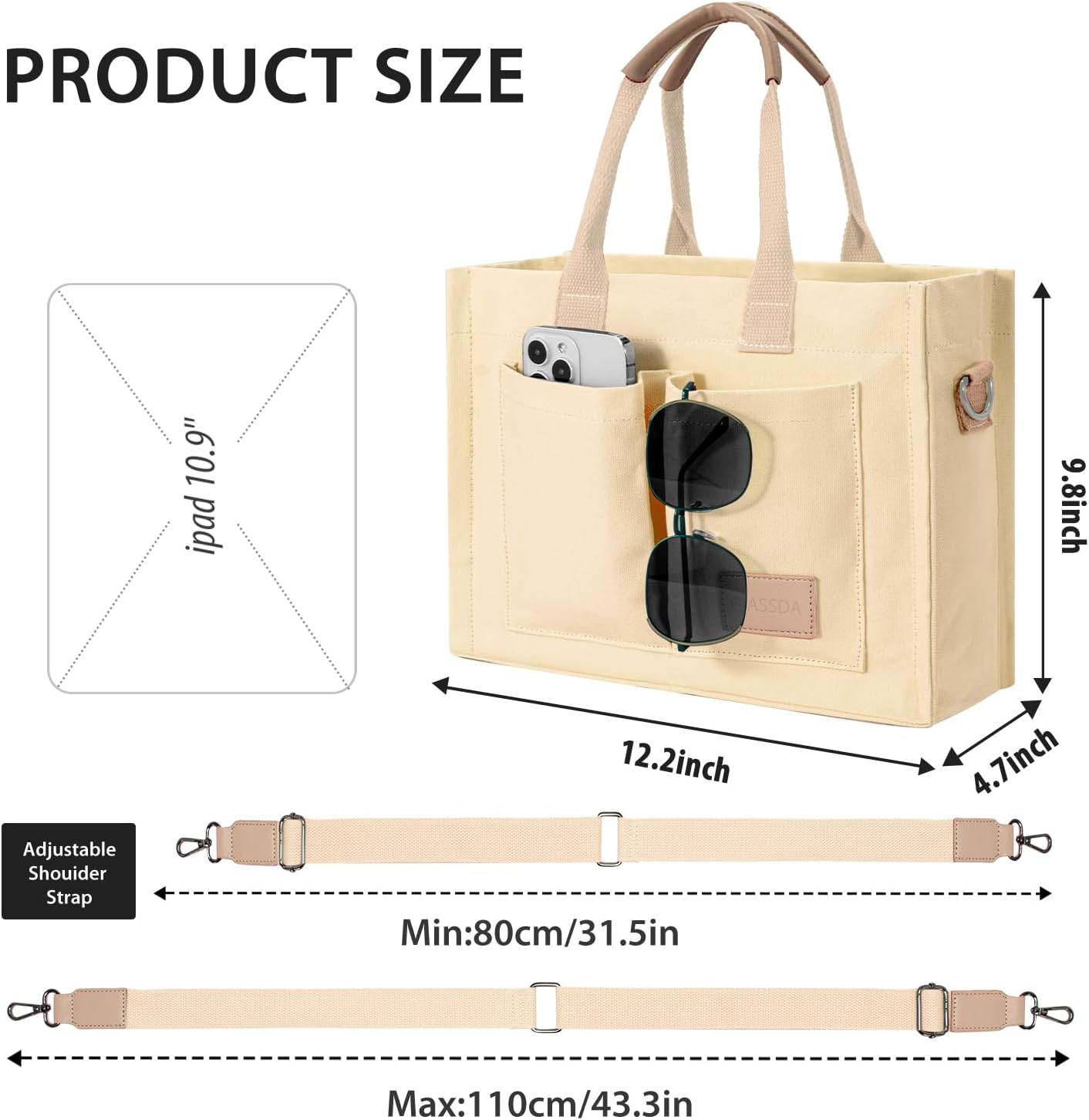 Tote Bags for Women Canvas Tote Purse Crossbody with Pockets Top Handle Shoulder Satchel Bag for Women