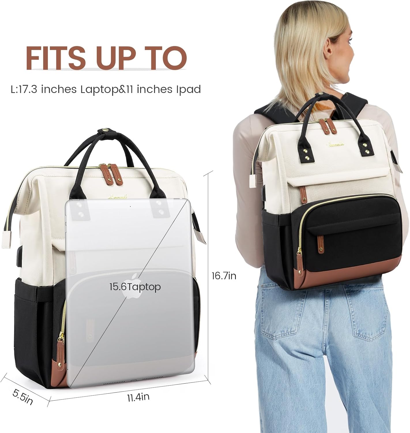 LOVEVOOK Laptop Backpack for Women, 15.6 Inch Work Business Backpacks Purse With Large Capacity, Waterproof Nurse Bag College Bookbag for School, Waterproof Casual Daypack for Travel