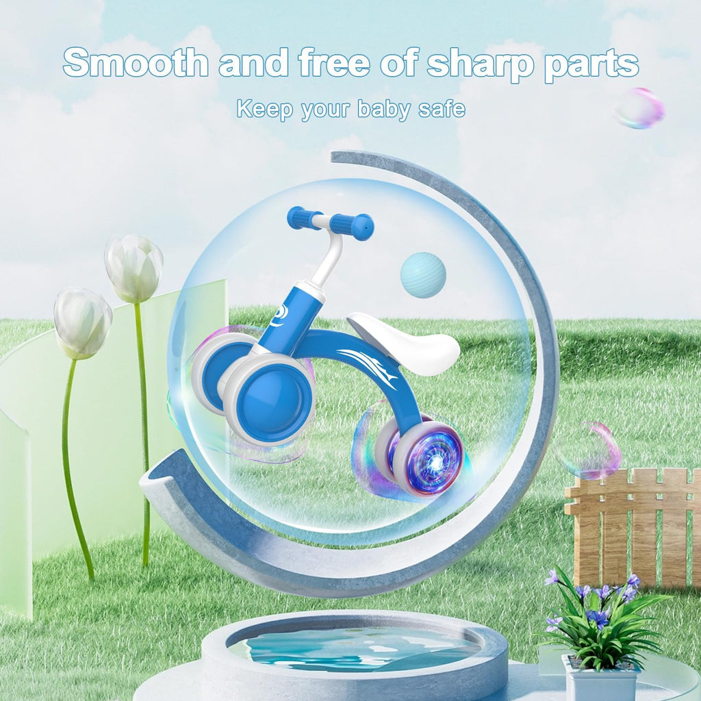 Colorful Lighting Baby Balance Bike Toys for 1 Year Old Girl Gifts, 10-36 Month Toddler Balance Bike, No Pedal 4 Silence Wheels & Soft Seat Pre-School First Riding on Toys, 1st Birthday Gifts.