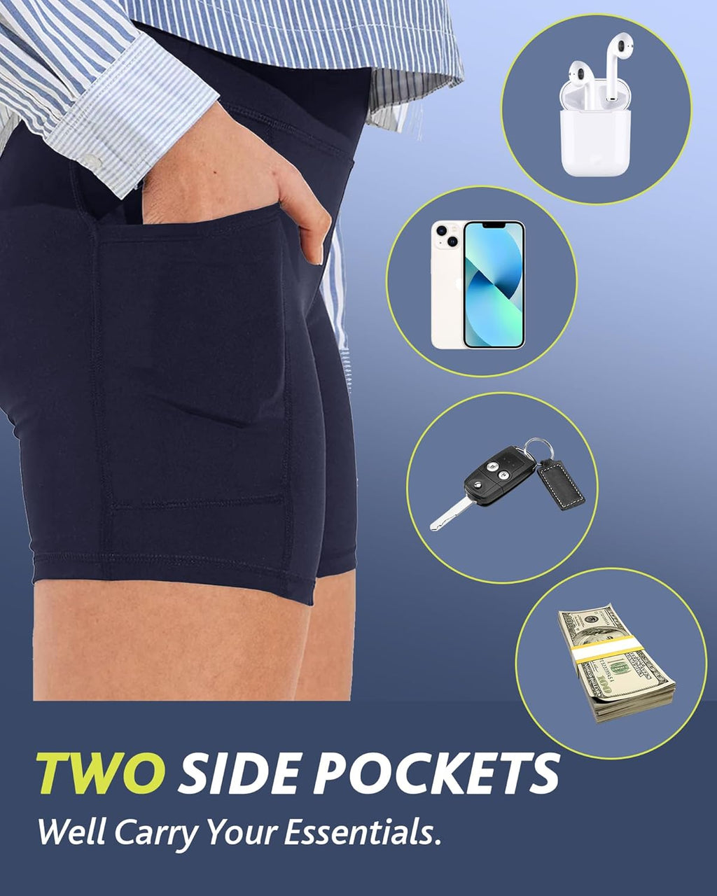 CAMPSNAIL Biker Shorts Women with Pockets - 3"/5"/8" High Waisted Workout Spandex Tummy Control Gym Running Yoga Shorts