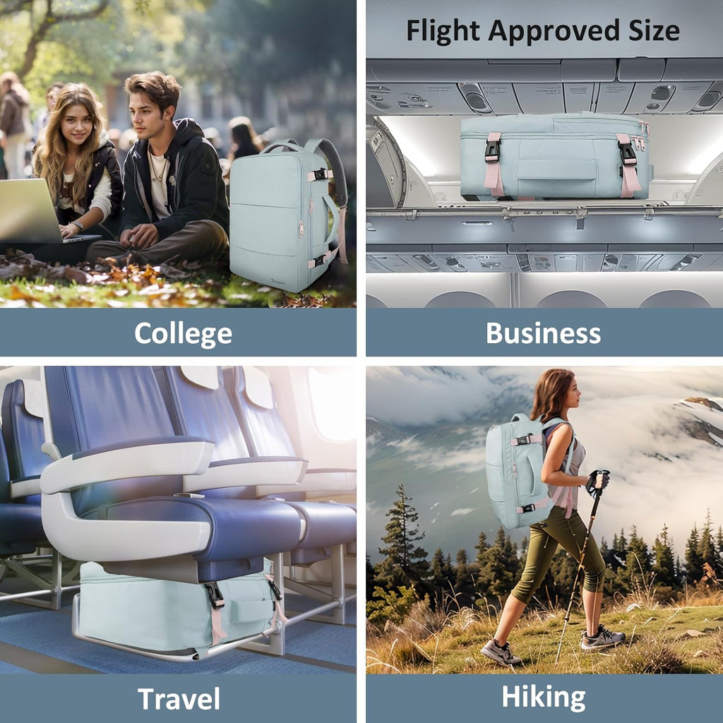 Taygeer Travel Backpack for Women, Carry On Backpack with USB Charging Port & Shoe Pouch, TSA 15.6inch Laptop Mochila Flight Approved, Nurse Bag Casual Daypack for Weekender Business Hiking, Pink