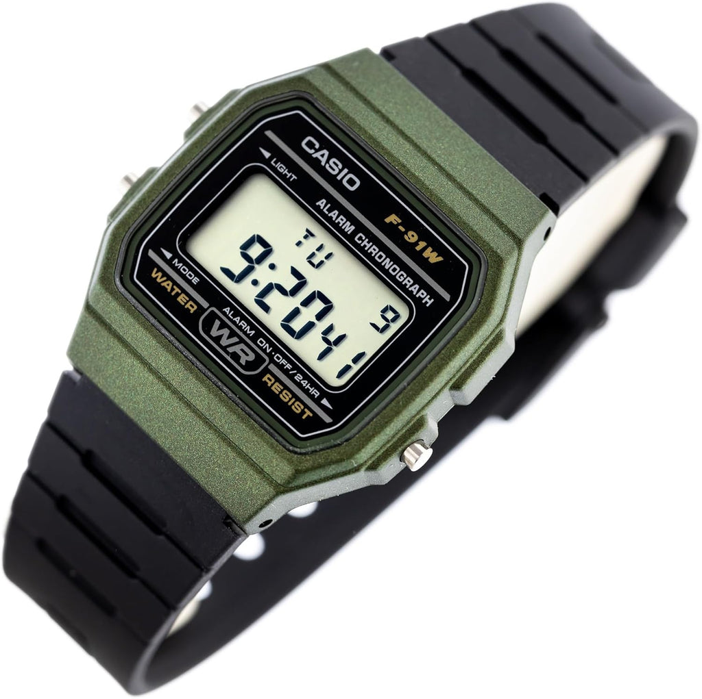 Casio F91W Series | Digital Watch | Water Resistant | LED Light | 1/100 SEC Stopwatch | Regular Time Keeping (HR, Min, SEC, PM, Date, Day) | Daily Alarm | Lightweight | 7 Year Battery