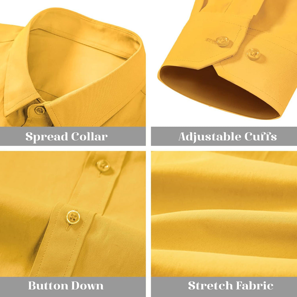 BEILU Stretch Mens Slim Fit Dress Shirts Formal Long Sleeve Button Down Shirts