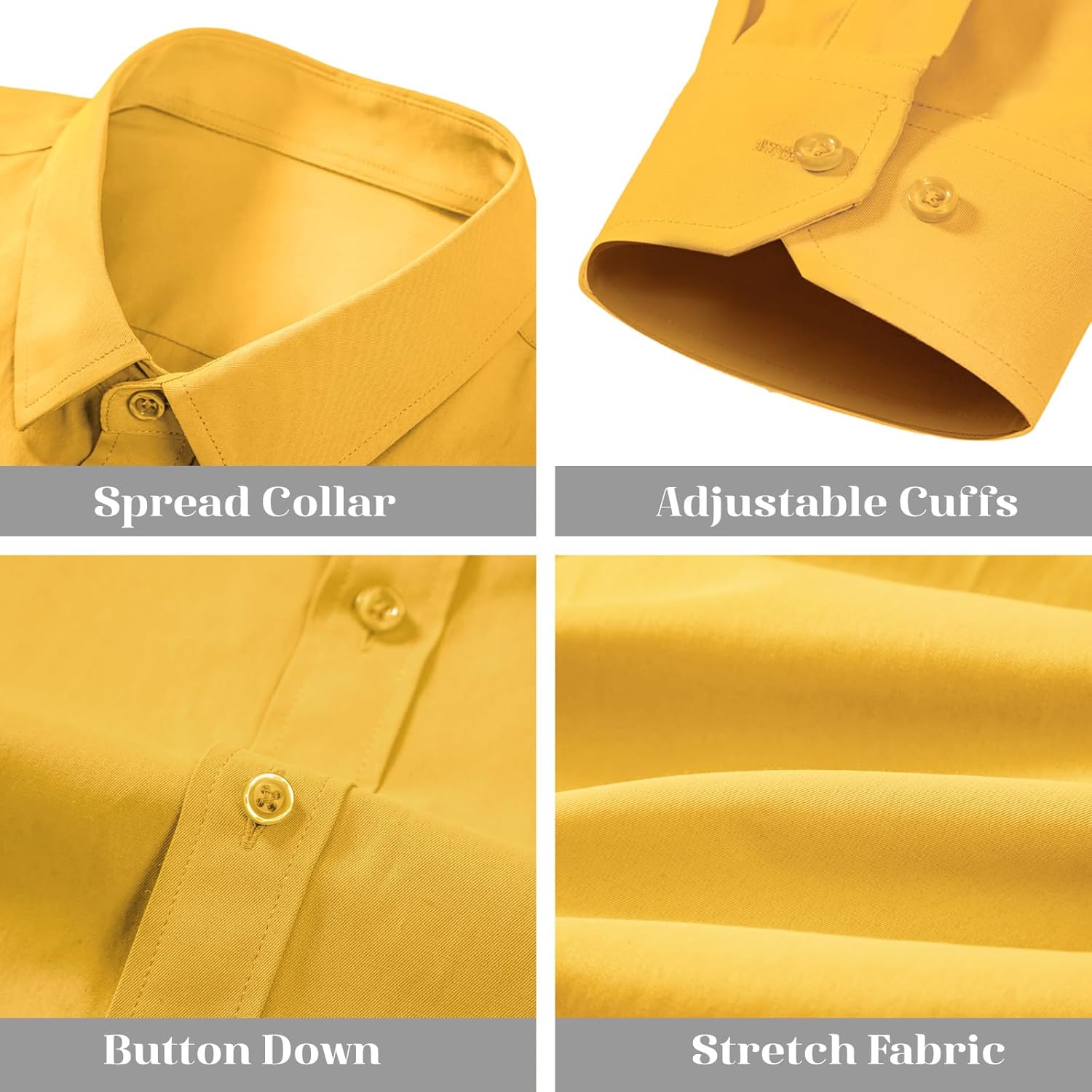 BEILU Stretch Mens Slim Fit Dress Shirts Formal Long Sleeve Button Down Shirts