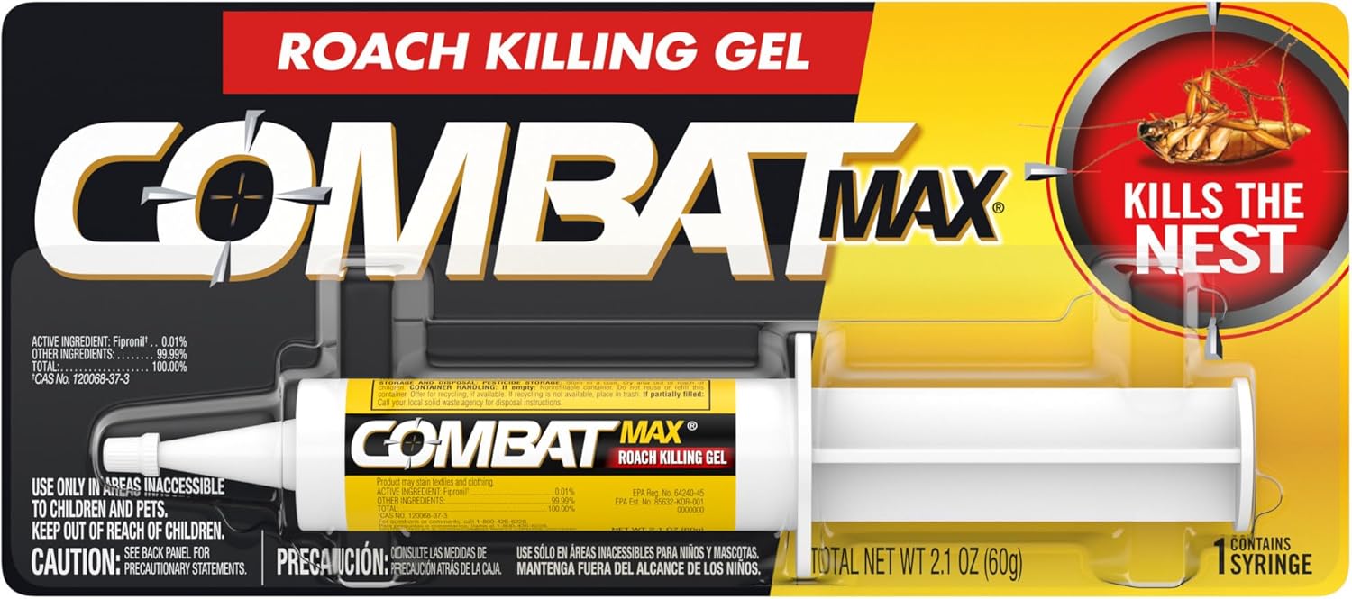 Combat Max Roach Killing Gel for Indoor and Outdoor Use, 1 Syringe, 2.1 Ounce (Pack of 1)
