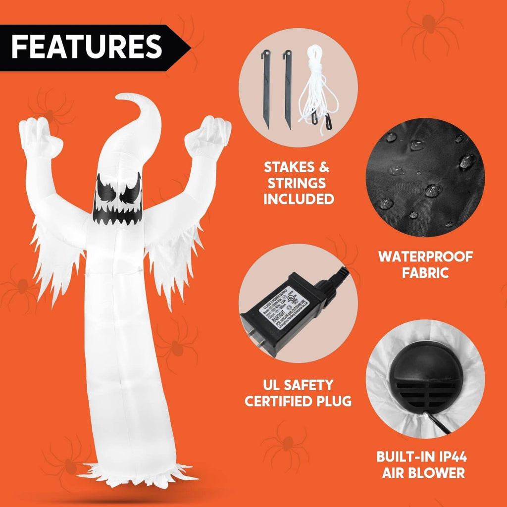 Joiedomi 12 FT Halloween Inflatables Outdoor Decorations, Scary Ghost Halloween Decor, Inflatable Ghost Blow Ups for Yard with LEDs for Outside Yard Decorations