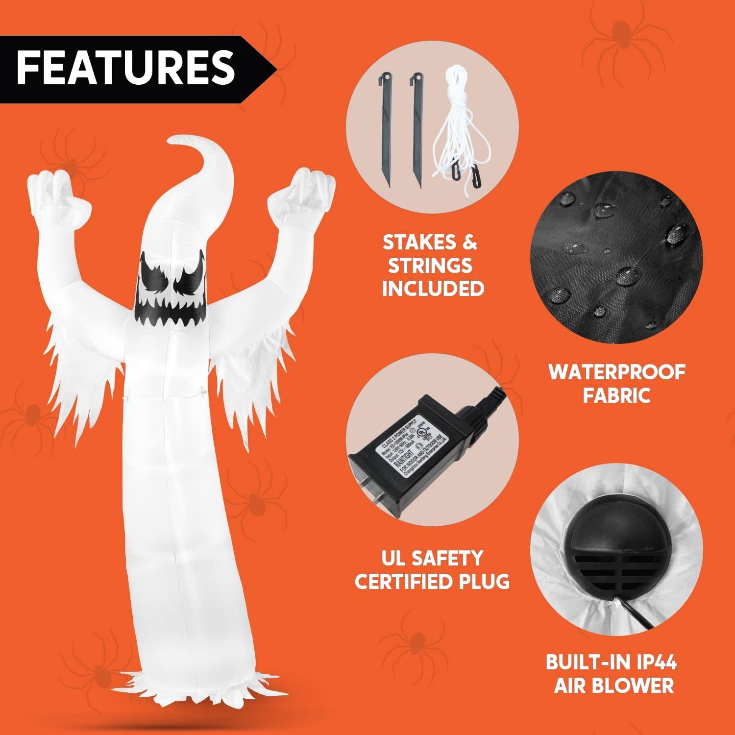 Joiedomi 12 FT Halloween Inflatables Outdoor Decorations, Scary Ghost Halloween Decor, Inflatable Ghost Blow Ups for Yard with LEDs for Outside Yard Decorations