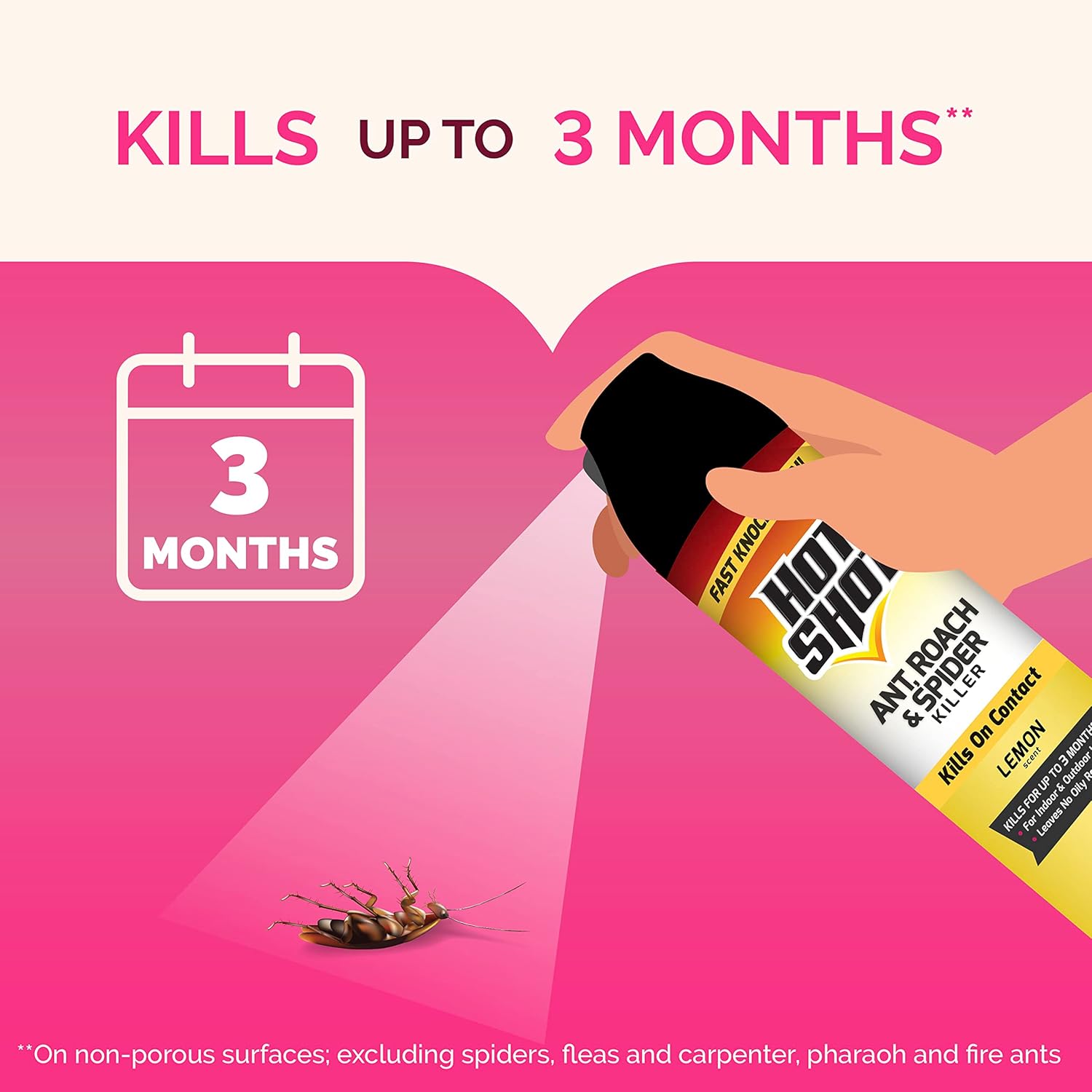 Hot Shot Ant, Roach & Spider Killer, Kills Insects Indoors and Outdoors, Kills Roaches and Listed Ants on Contact, Insecticide Spray, 17.5 Ounce (Crisp Linen)