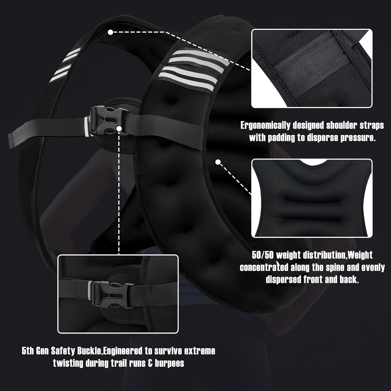 Weighted Vest Men or Women - 5/10/15/20/25/30lbs Weights with Reflective Stripe, Weighted Vest for Workout Equipment for Strength Training Running - Walking Weight Loss