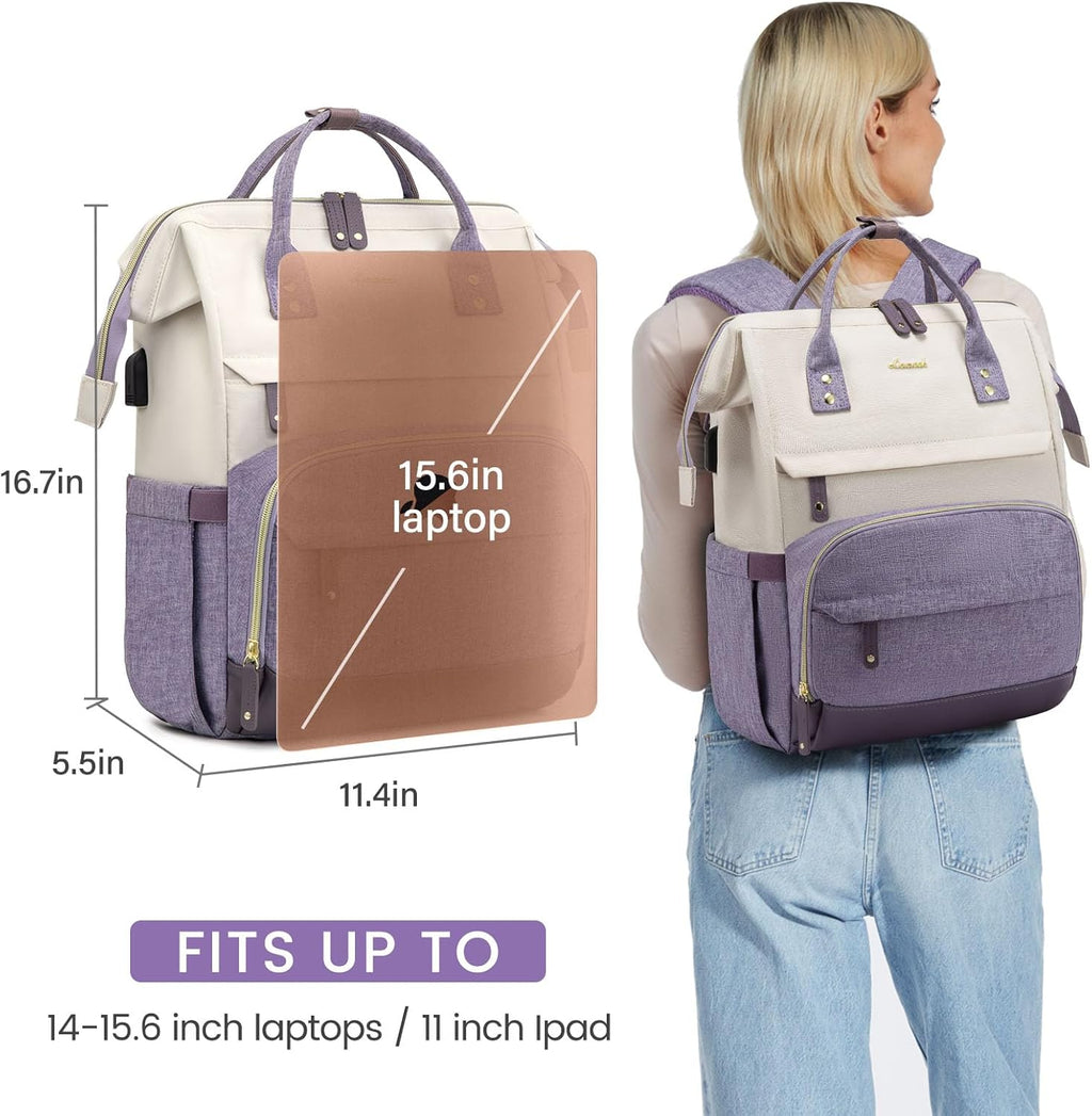 LOVEVOOK Laptop Backpack for Women, 15.6 Inch Work Business Backpacks Purse With Large Capacity, Waterproof Nurse Bag College Bookbag for School, Waterproof Casual Daypack for Travel