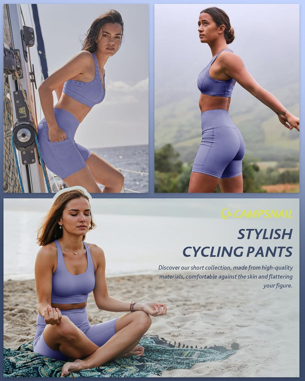 CAMPSNAIL Biker Shorts Women with Pockets - 3"/5"/8" High Waisted Workout Spandex Tummy Control Gym Running Yoga Shorts