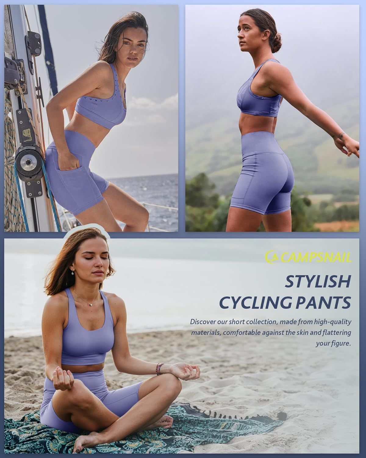 CAMPSNAIL Biker Shorts Women with Pockets - 3"/5"/8" High Waisted Workout Spandex Tummy Control Gym Running Yoga Shorts