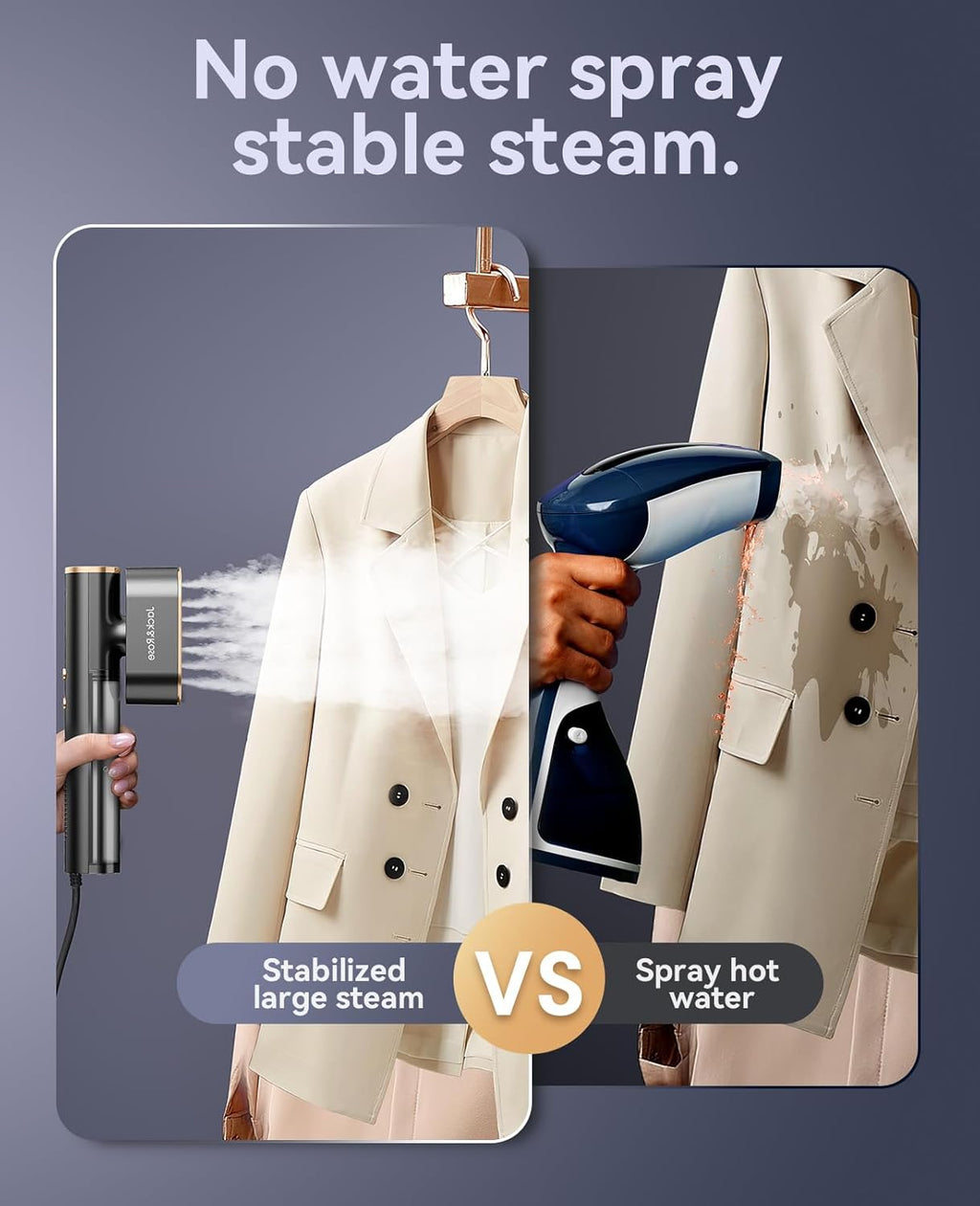 Jack ＆ Rose Travel Steamer for Clothes,100-220V Portable Iron,15s Heat Up,Steamer ＆ Iron 2 In 1, Travel Size,Large Ceramic Heat Panel,for Global ＆ Europe