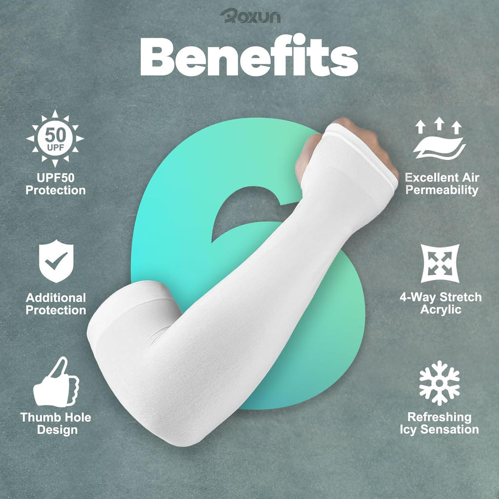 Arm Sleeves with Thumb Hole, Cooling UV Protection Compression Tattoo Cover Up for Men/Women