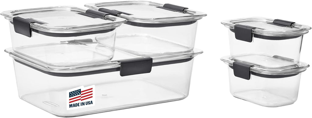 Rubbermaid Brilliance Food Storage Containers BPA Free Airtight Lids Ideal for Lunch Meal Prep & Leftovers Set of 5 (3.2 Cup)