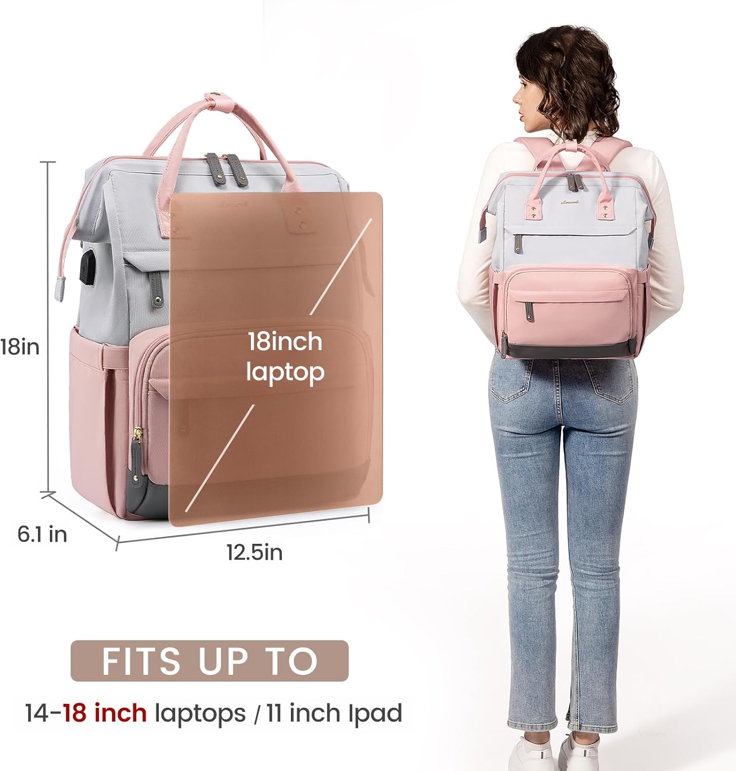 LOVEVOOK Laptop Backpack for Women, 15.6 Inch Work Business Backpacks Purse With Large Capacity, Waterproof Nurse Bag College Bookbag for School, Waterproof Casual Daypack for Travel