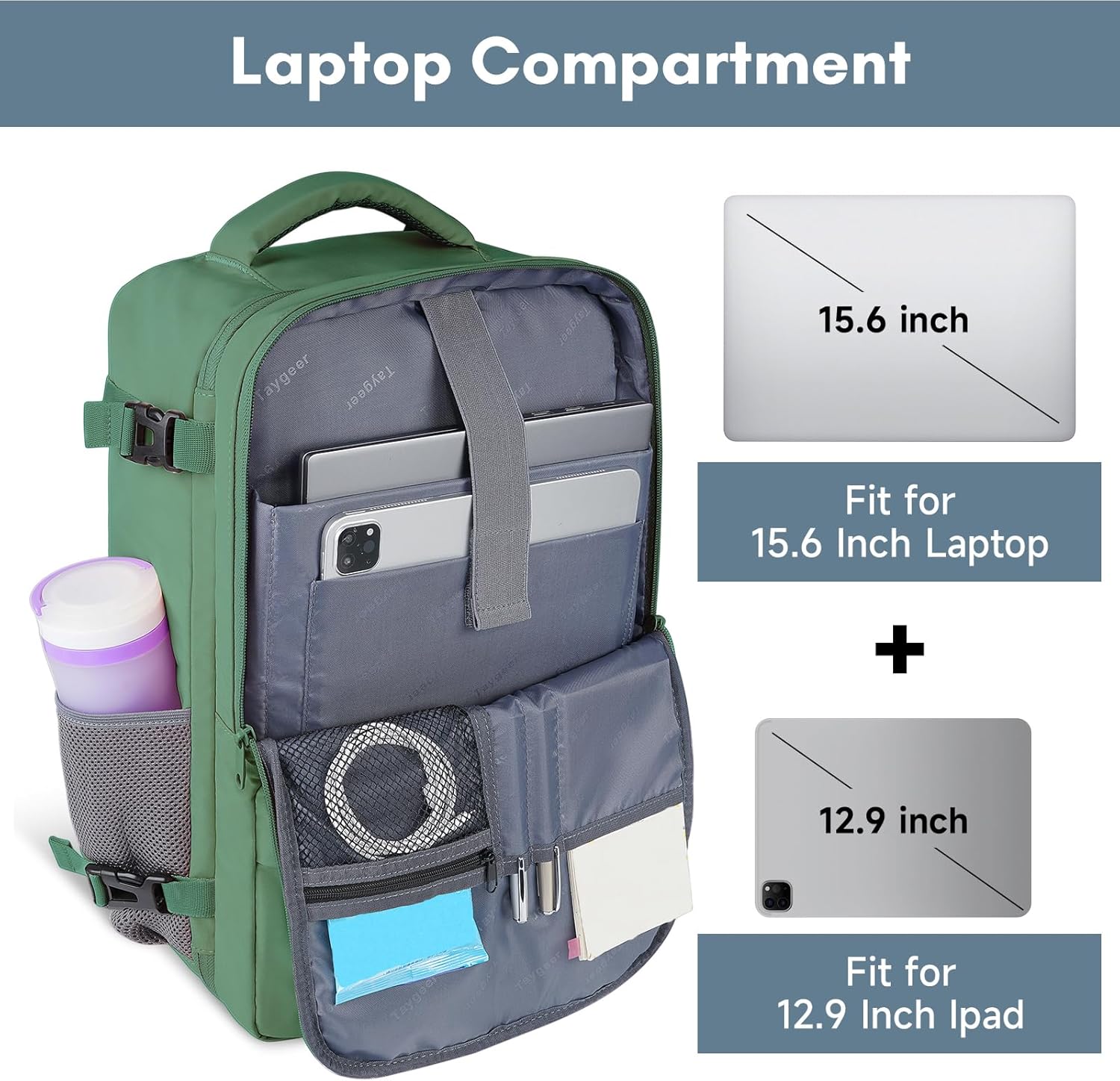 Taygeer Travel Backpack for Women, Carry On Backpack with USB Charging Port & Shoe Pouch, TSA 15.6inch Laptop Mochila Flight Approved, Nurse Bag Casual Daypack for Weekender Business Hiking, Pink