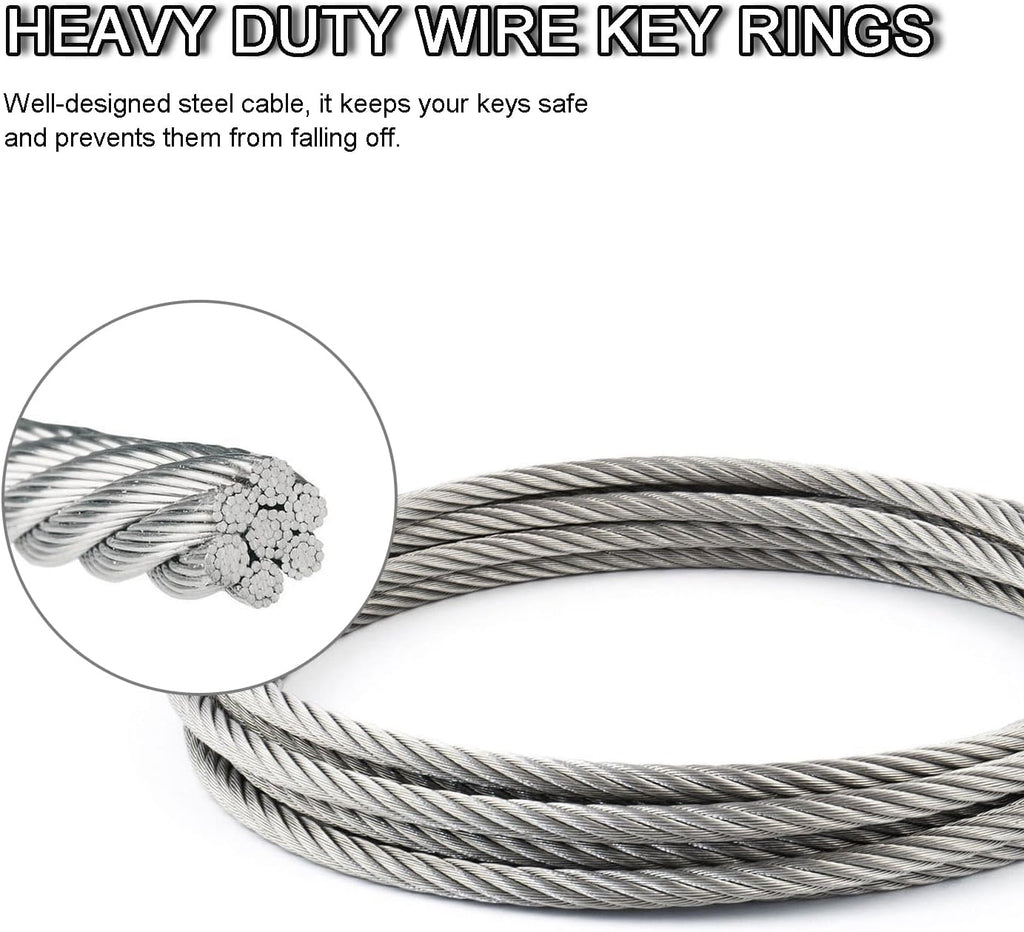 CooBigo 16 Pack Stainless Steel Loops 2mm Coated Wire Keychain Cable Large Keyrings 6 inch Key Chain for Luggage Tags, Key Tags, Keyrings, Kitchen utensils, Duster-Assorted Colors