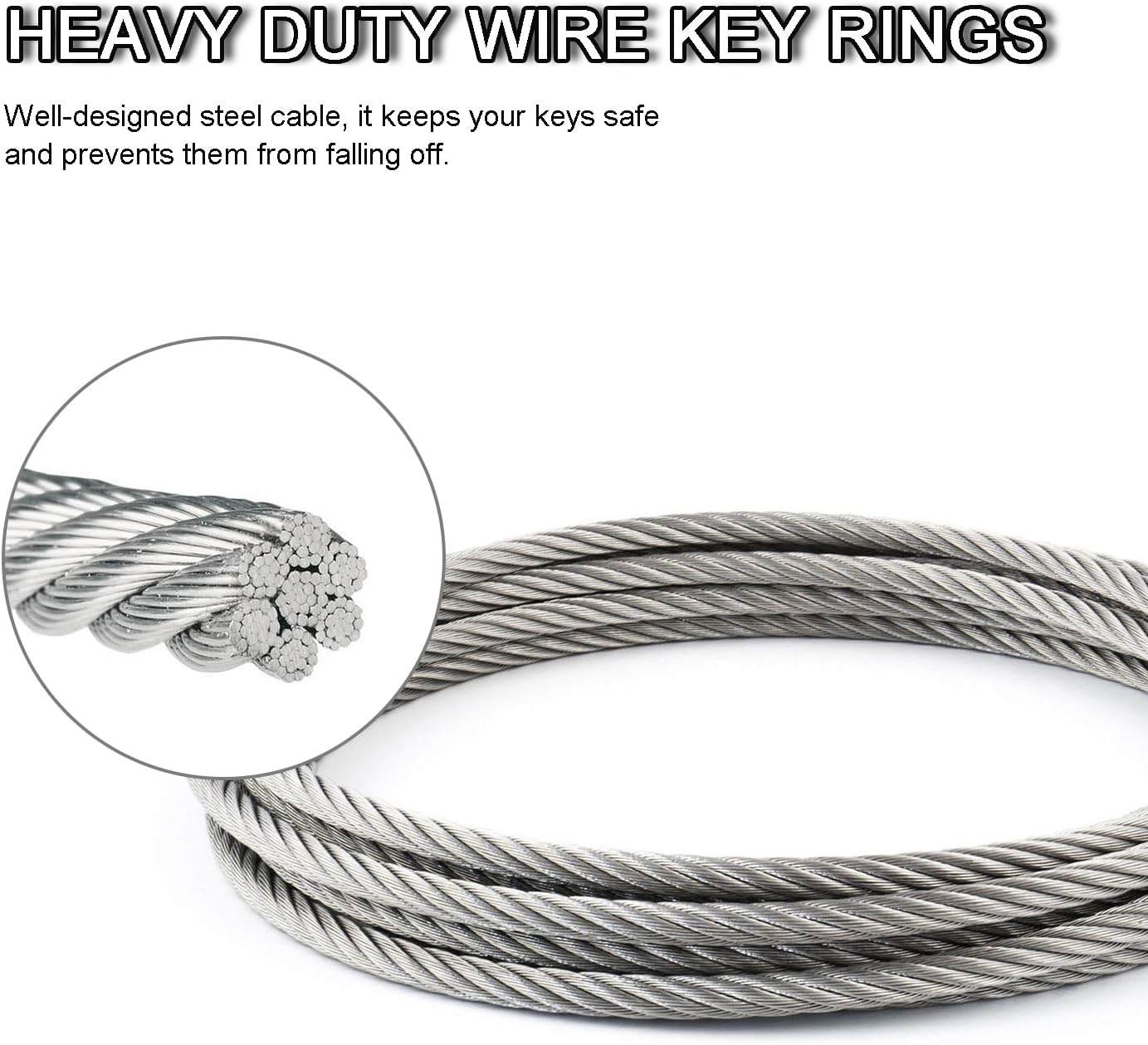 CooBigo 16 Pack Stainless Steel Loops 2mm Coated Wire Keychain Cable Large Keyrings 6 inch Key Chain for Luggage Tags, Key Tags, Keyrings, Kitchen utensils, Duster-Assorted Colors