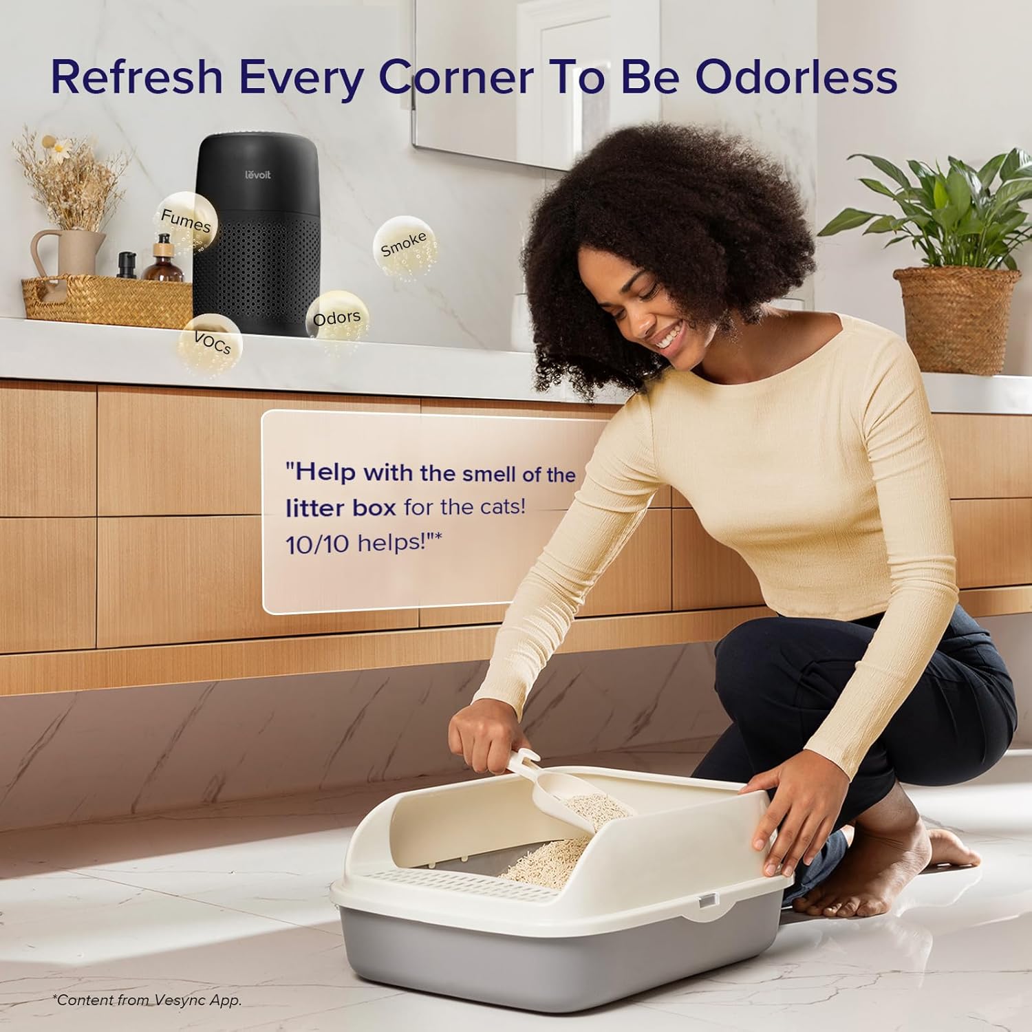 LEVOIT Air Purifiers for Bedroom Home Dorm, 3-in-1 Filter Cleaner with Fragrance Sponge for Better Sleep, Filters Smoke, Allergies, Pet Dander, Odor, Dust, Office, Desktop, Core Mini-P, White