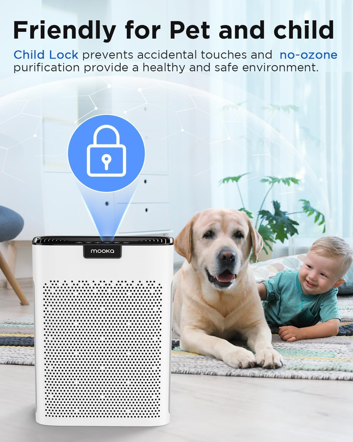 Air Purifiers for Home Large Room 2200 Ft² with Washable Filters, MOOKA HEPA Filter Pet Air Purifier for Bedroom with Fragrance, Air Cleaner for Smoke Dust Pollen Pets Hair Odor, KJ190L White