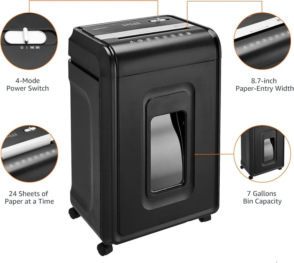 Basics 8-Sheet Cross Cut Paper Shredder and Credit Card Shredder - Black