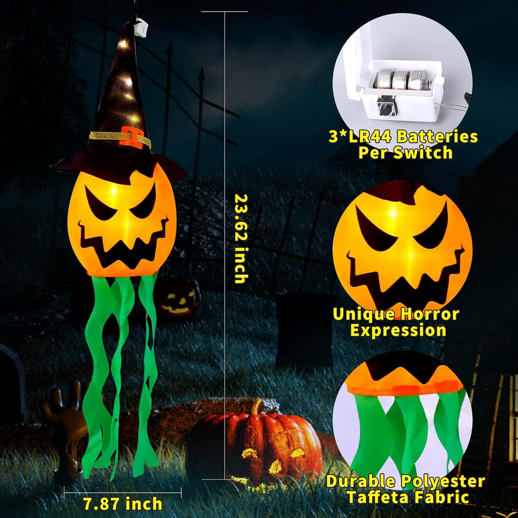 Halloween Decorations Outdoor Halloween Decor Hanging Outdoor String Lights Glowing Ghost Witch Hat Halloween Decorations Indoor Ornaments Halloween Lights for Home Tree Garden Yard (4Pcs)