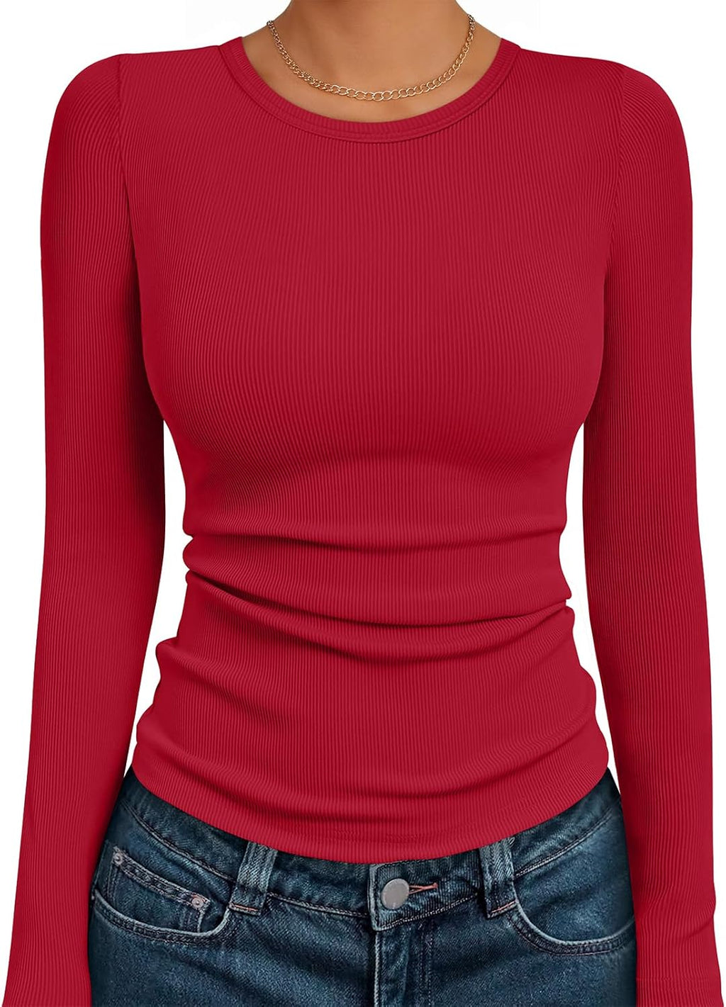 AUTOMET Long Sleeve Shirts Blouses Fall Fashion Ribbed Basic Tops Winter Clothes
