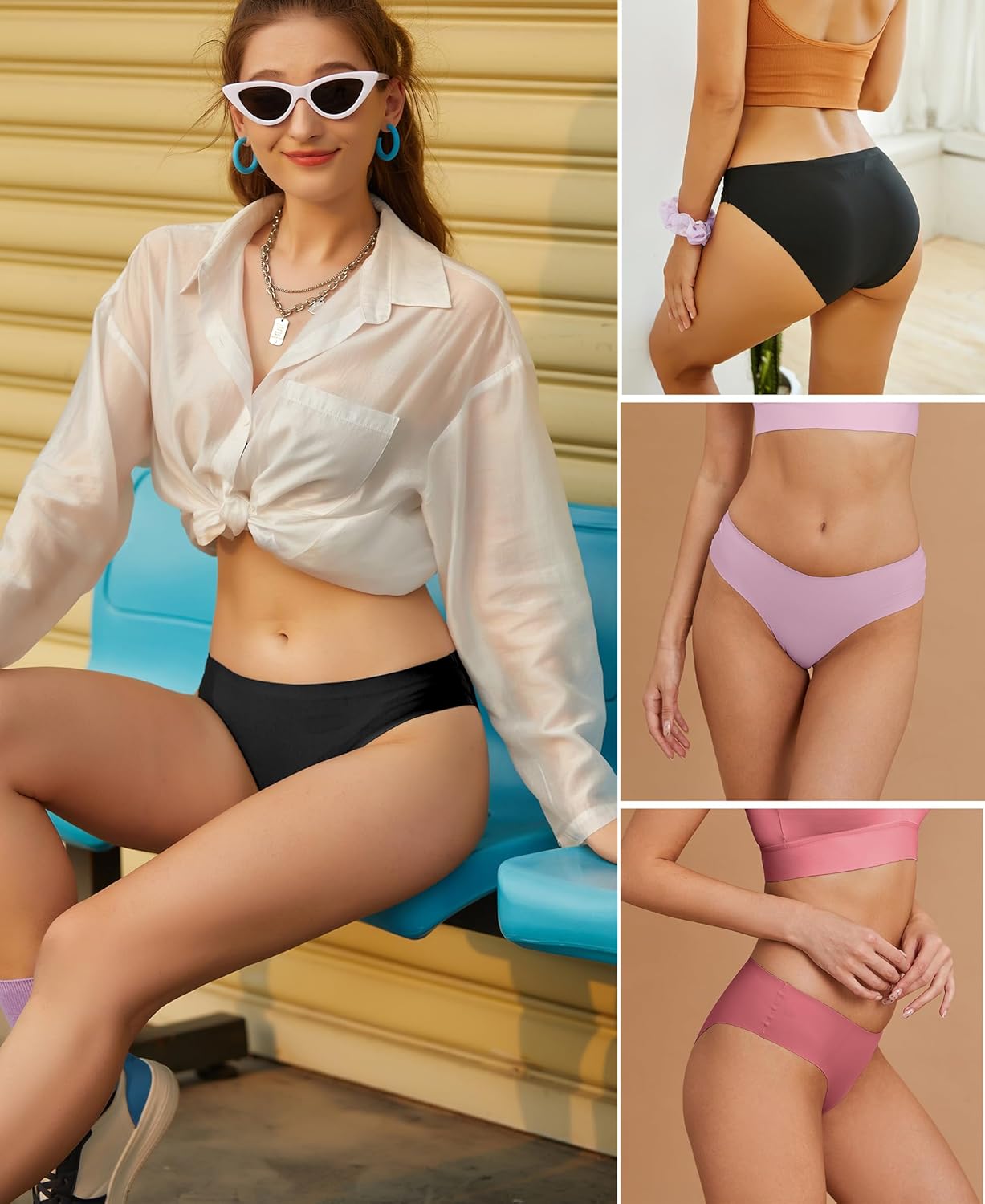 FINETOO 6 Pack Women’s Seamless Hipster Underwear No Show Panties Invisibles Briefs Soft Stretch Bikini Underwears XS-XL