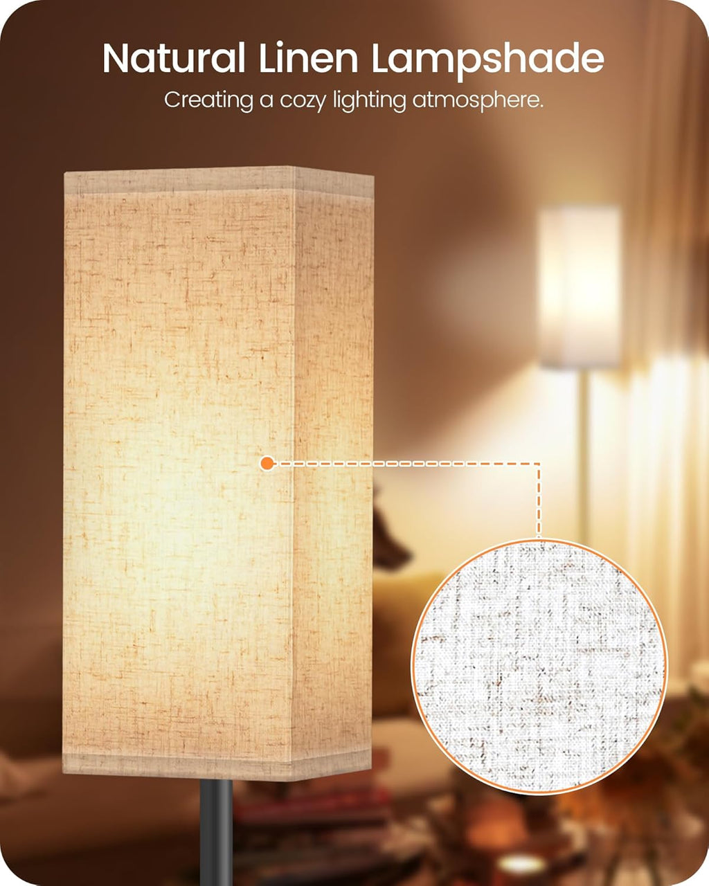 64.6" Floor Lamp, Pole with Foot Switch, Modern Standing Lamp Lampshade, Minimalist Freestanding Lamp (Bulb Not Included), for Living Room, Bedroom Office ETL Listed, Black and Beige E07LD05