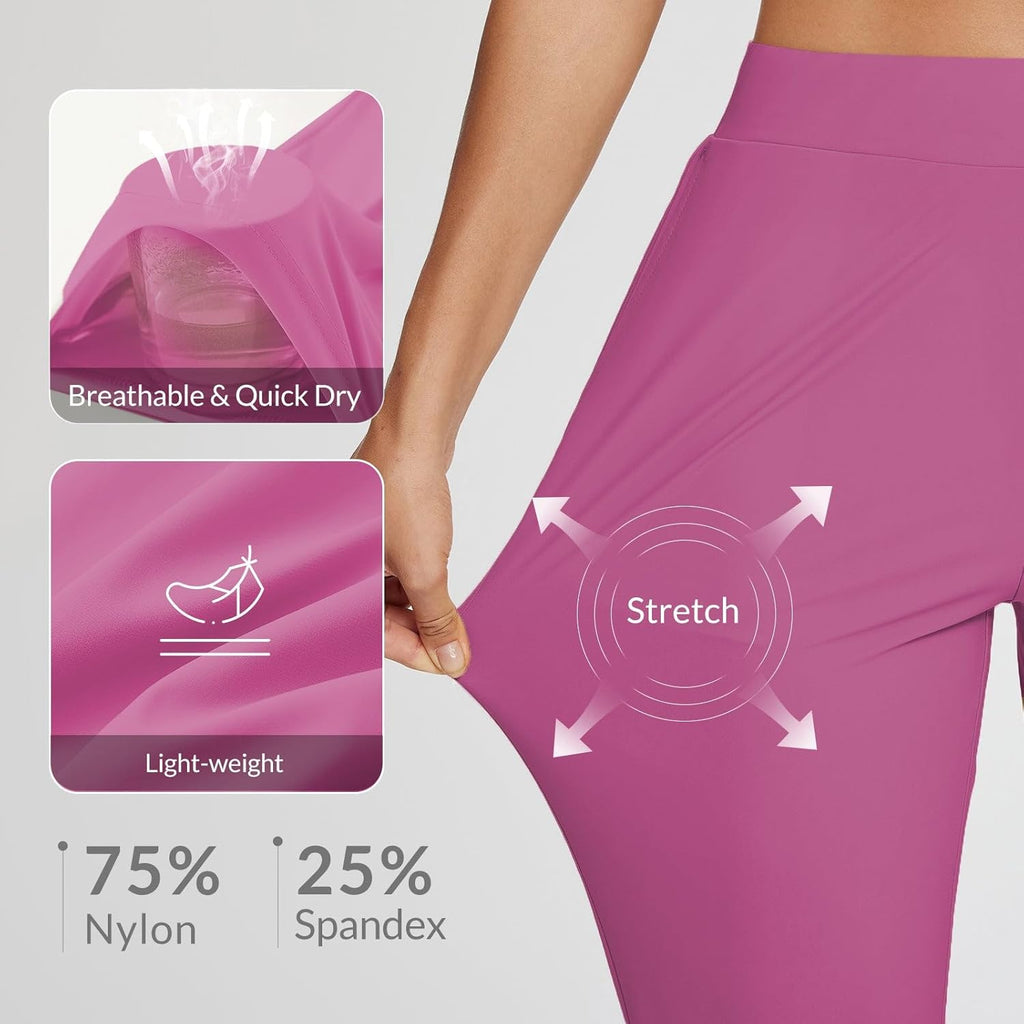 baleaf Womens Travel Pants Lightweight Stretch with Zipper Pockets Petite Ankle Dressy Golf Work Business Casual Slacks