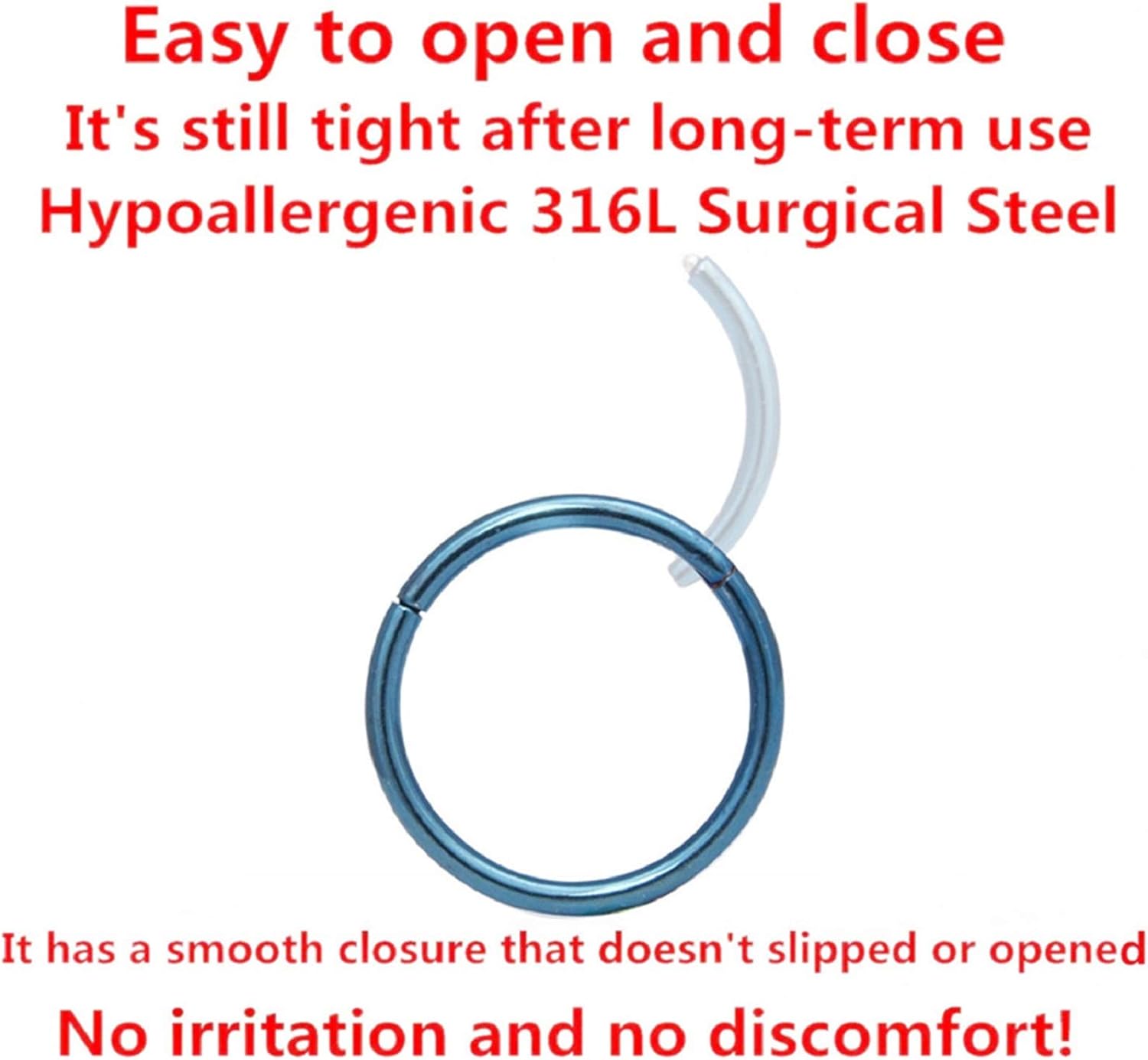 ORANGELOVE Hypoallergenic Nose Rings 20G 18G 16G 14G 12G 10G 8G 316l Surgical Steel Septum Jewelry Hinged Segment Ring Body Piercing Nose Hoop Lip Rings Nose Helix Cartilage Rook Earrings
