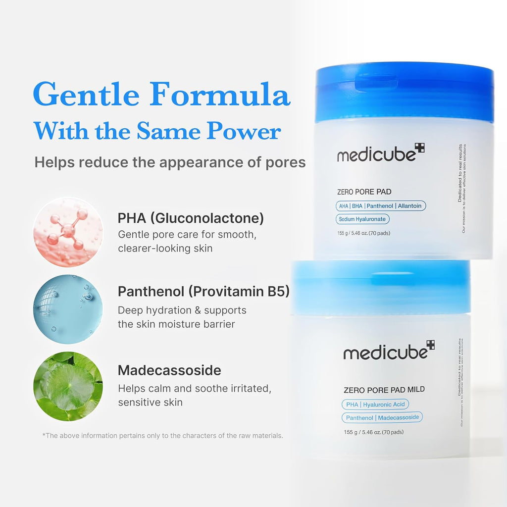 Medicube Zero Pore Pads 2.0, Dual-Textured Facial Toner Pads for Exfoliation and Pore Care with 4.5% AHA Lactic Acid & 0.45% BHA Salicylic Acid, Ideal for All Skin Types, Korean Skin Care (70 units)
