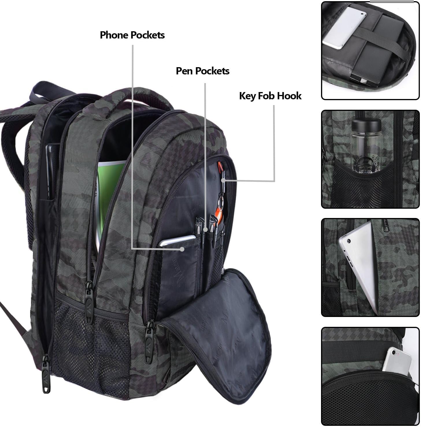 MATEIN Travel Laptop Backpack, Business Anti Theft Slim Sturdy Laptops Backpack with USB Charging Port, Water Resistant College School Computer Bag Gift for Men & Women Fits 15.6 Inch Notebook, Grey