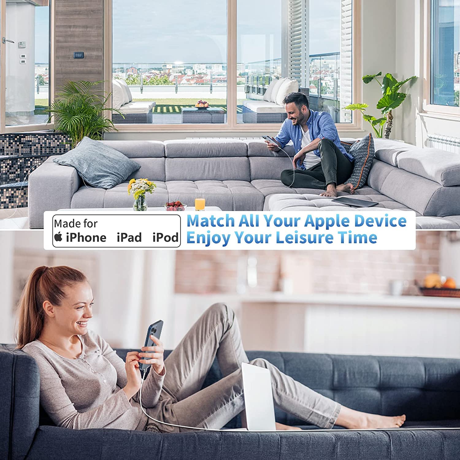 Fast iPhone Charger, iPhone Charger Fast Charging 2Pack Quick Chargers 6ft Long USB C to Lightning Cable Quick Charging Cord USB Charge Block Adapter for iPhone 14 Plus/14 ProMax/13 Mini 12/11/XS/iPad