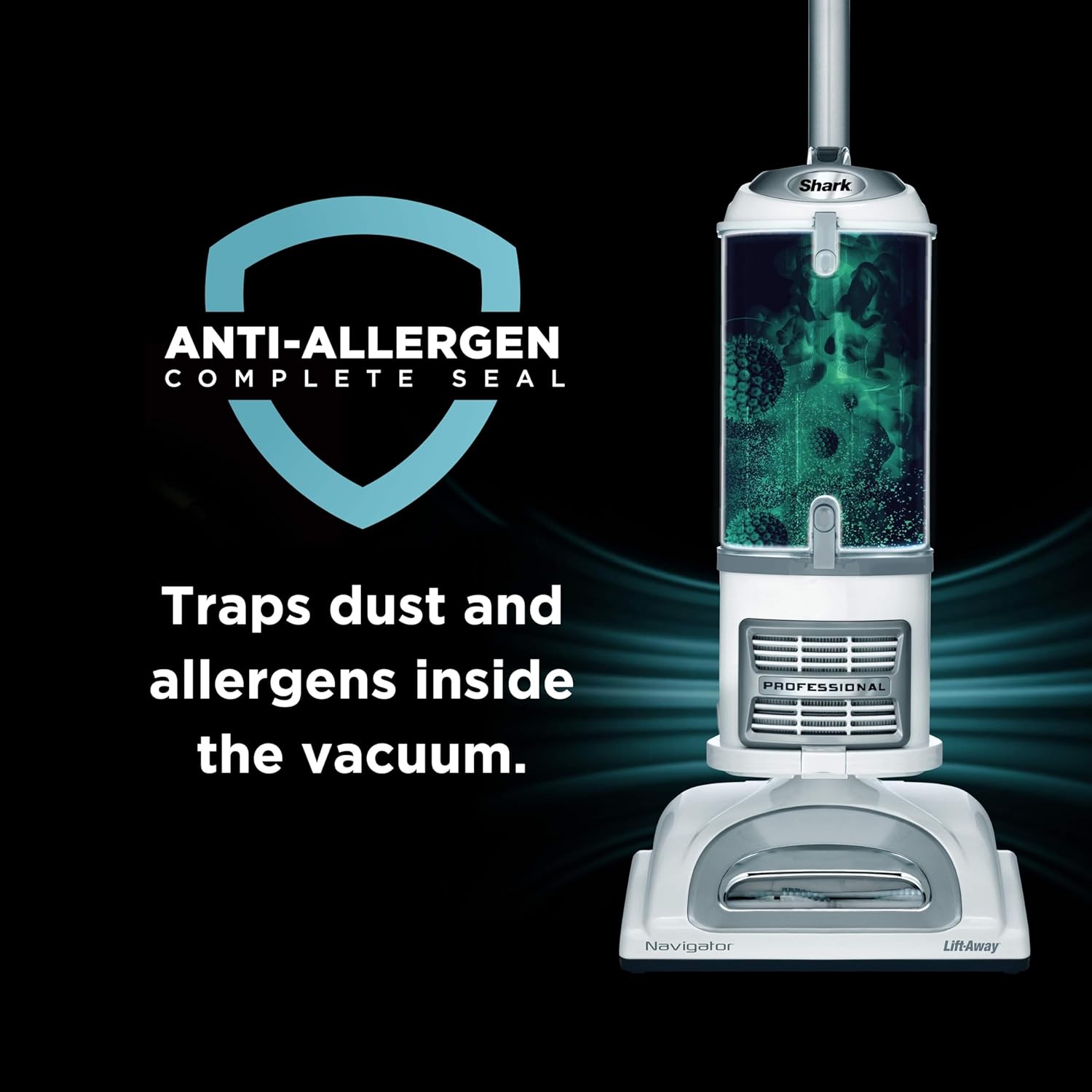 Shark NV352 Navigator Lift Away Upright Vacuum, Hepa Filter, Anti-Allergen Technology, Swivel Steering, Ideal for Carpet, Stairs, & Bare Floors, with Wide Upholstery & Crevice Tools, Lavender