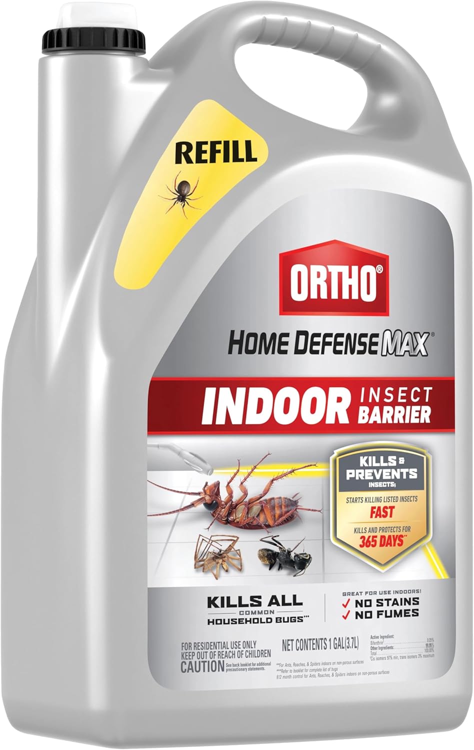 Ortho Home Defense Max Indoor Insect Barrier with Extended Reach Comfort Wand, Kills Ants, Roaches, Spiders, Fleas and Ticks, 1 gal.