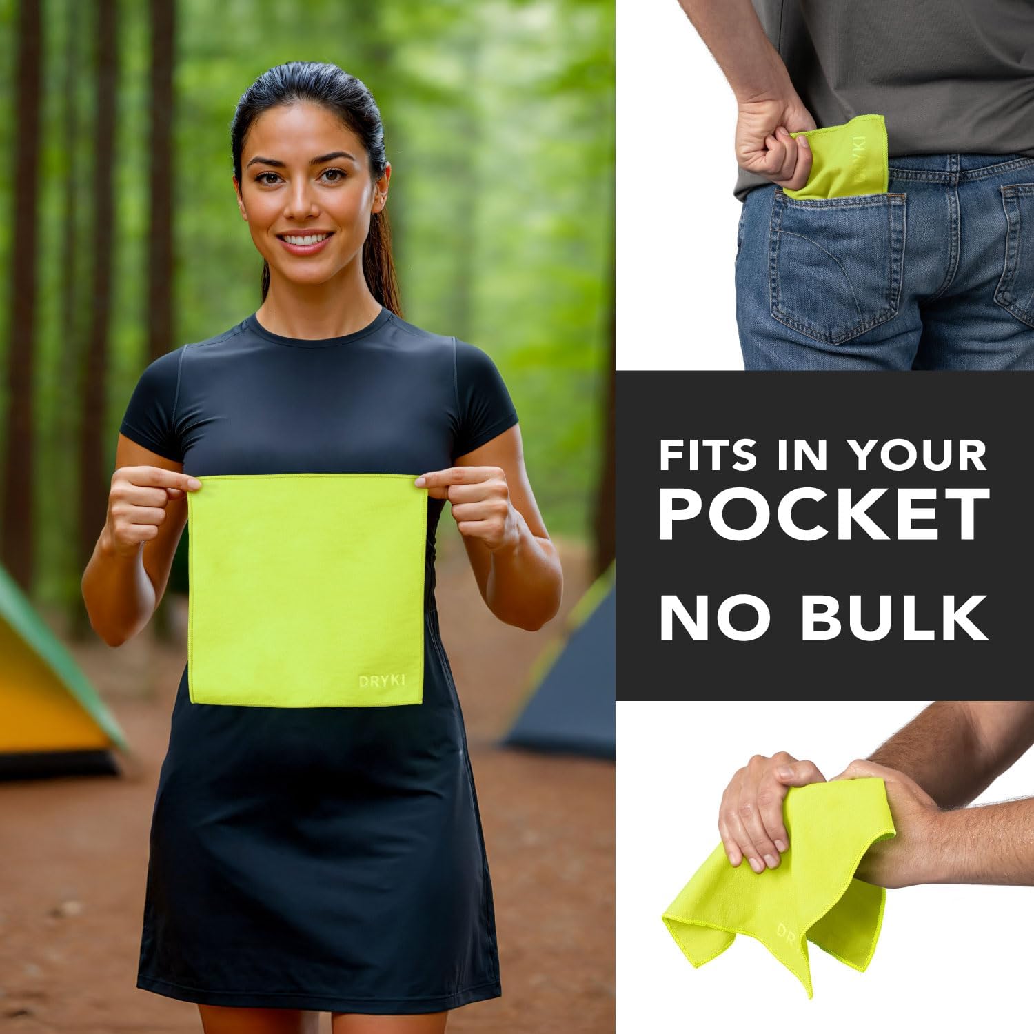 Sweat Absorbing Handkerchiefs - The Original Pocket-Sized Sweat Towels - Quick-Dry Microfiber Sweat Rags for Face, Hands, & Body - Men & Women - Gym, Sports, and Work (Black: 5 Pack)