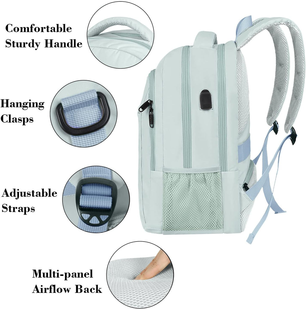 MATEIN Travel Laptop Backpack, Business Anti Theft Slim Sturdy Laptops Backpack with USB Charging Port, Water Resistant College School Computer Bag Gift for Men & Women Fits 15.6 Inch Notebook, Grey