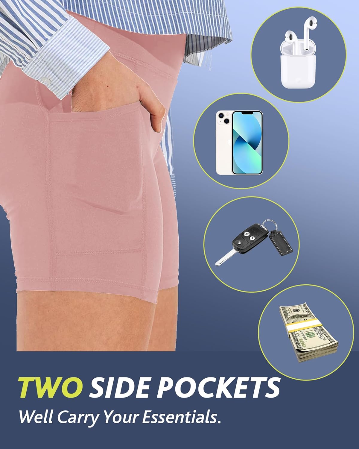 CAMPSNAIL Biker Shorts Women with Pockets - 3"/5"/8" High Waisted Workout Spandex Tummy Control Gym Running Yoga Shorts