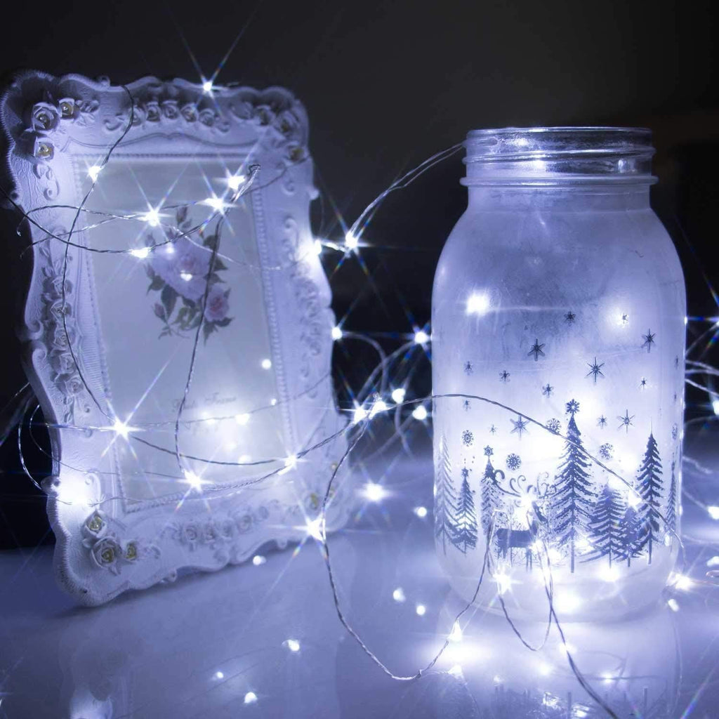 Brightown 12 Pack LED Fairy Lights Battery Operated String Lights - 7ft 20LED Waterproof Silver Wire Firefly Starry Moon Lights for DIY Crafts Wedding Table Centerpieces Party Bedroom Christmas