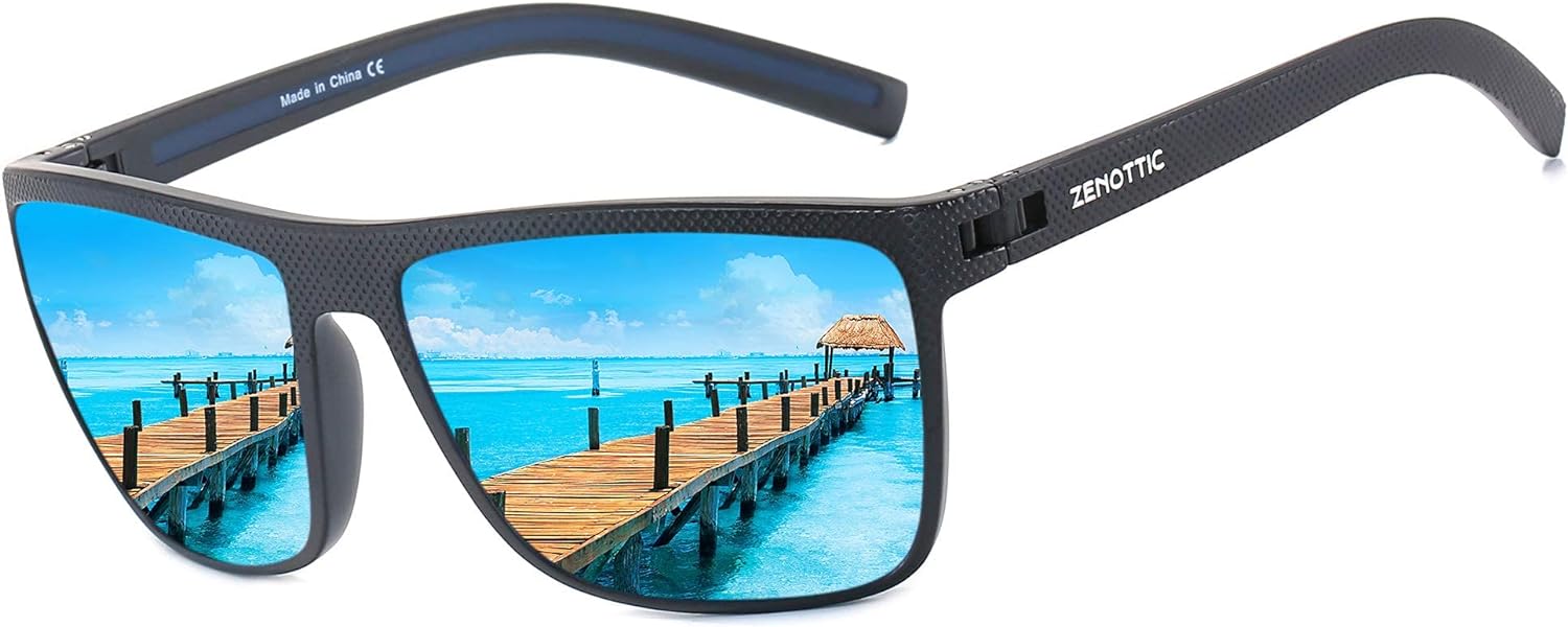 ZENOTTIC Polarized Sunglasses for Men Lightweight TR90 Frame UV400 Protection Square Sun Glasses